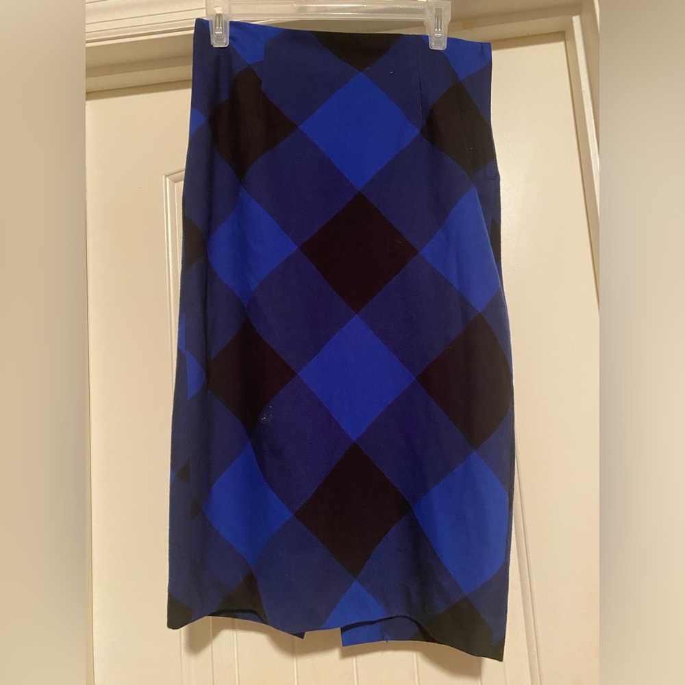 Premise blue checkered size 6 midi skirt